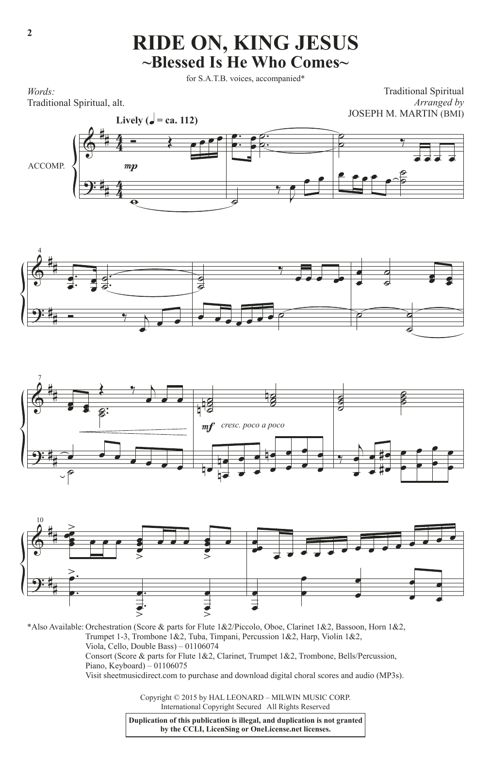 Download Traditional Spiritual Ride On, King Jesus (arr. Joseph M. Martin) Sheet Music and learn how to play SATB Choir PDF digital score in minutes