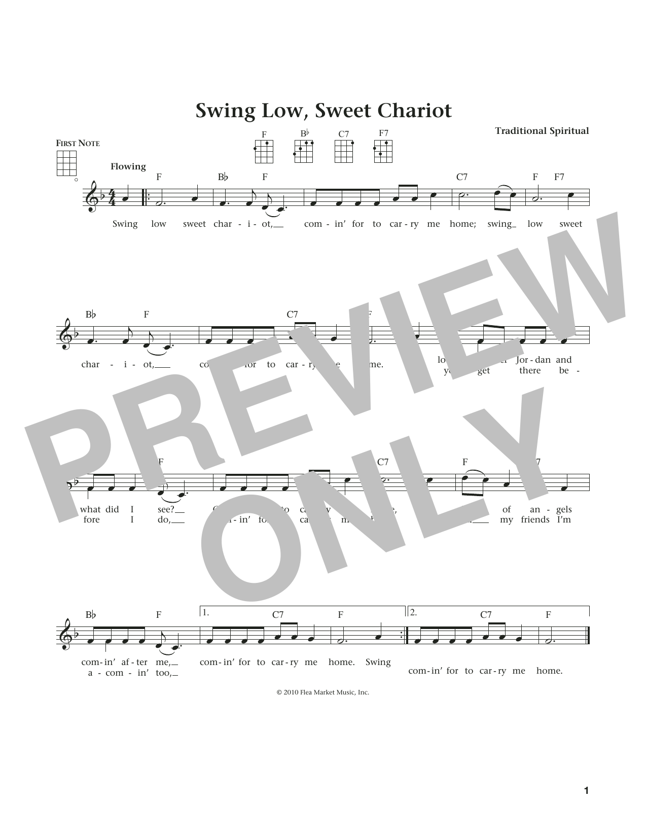 Download Traditional Spiritual Swing Low, Sweet Chariot Sheet Music and learn how to play Ukulele PDF digital score in minutes