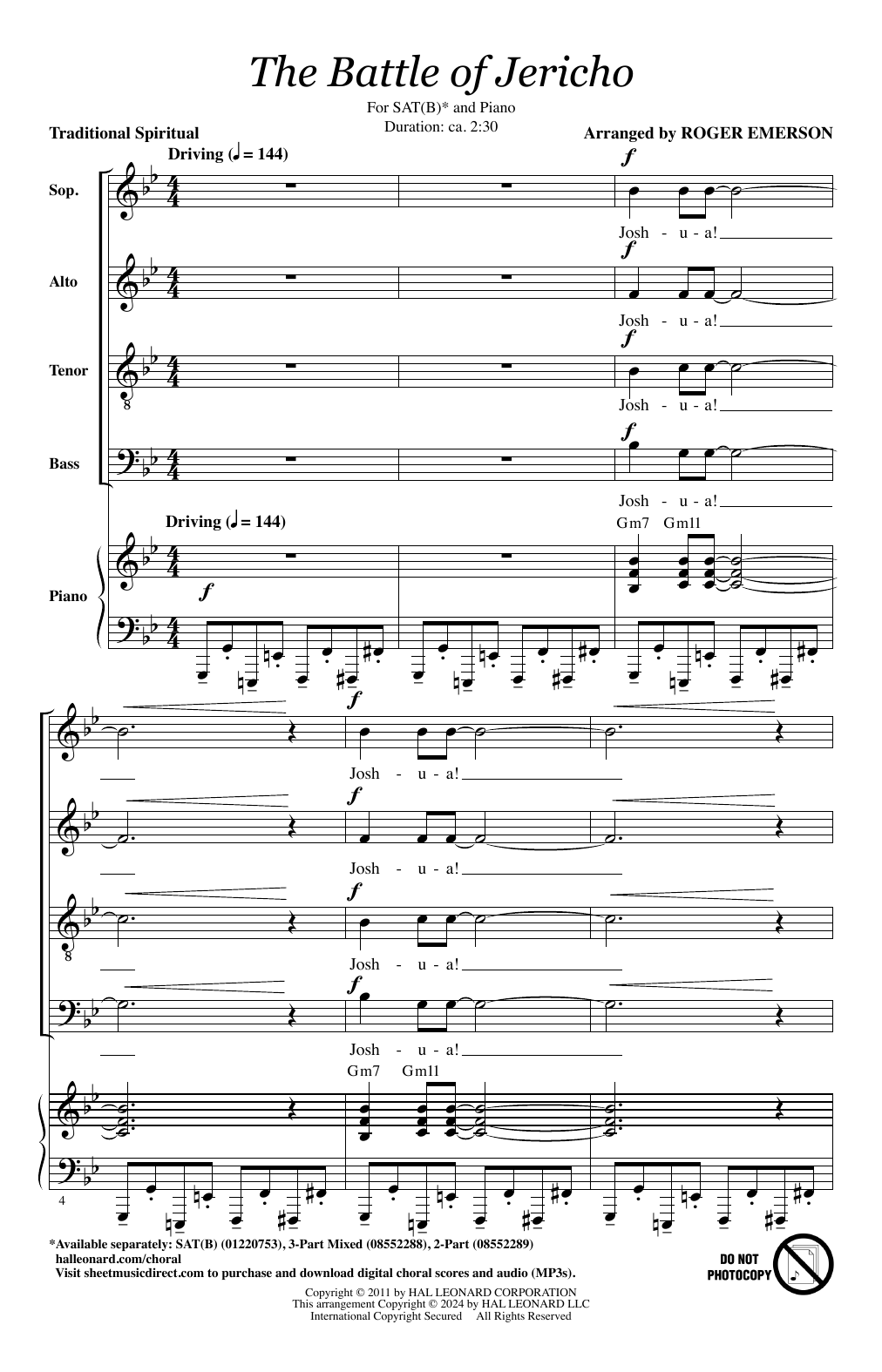 Download Traditional Spiritual The Battle Of Jericho (arr. Roger Emerson) Sheet Music and learn how to play Choir PDF digital score in minutes