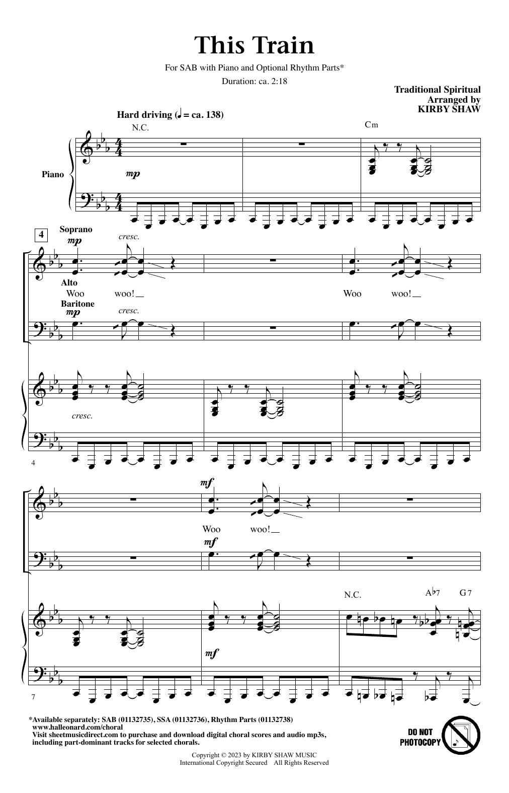 Download Traditional Spiritual This Train (arr. Kirby Shaw) Sheet Music and learn how to play SSA Choir PDF digital score in minutes