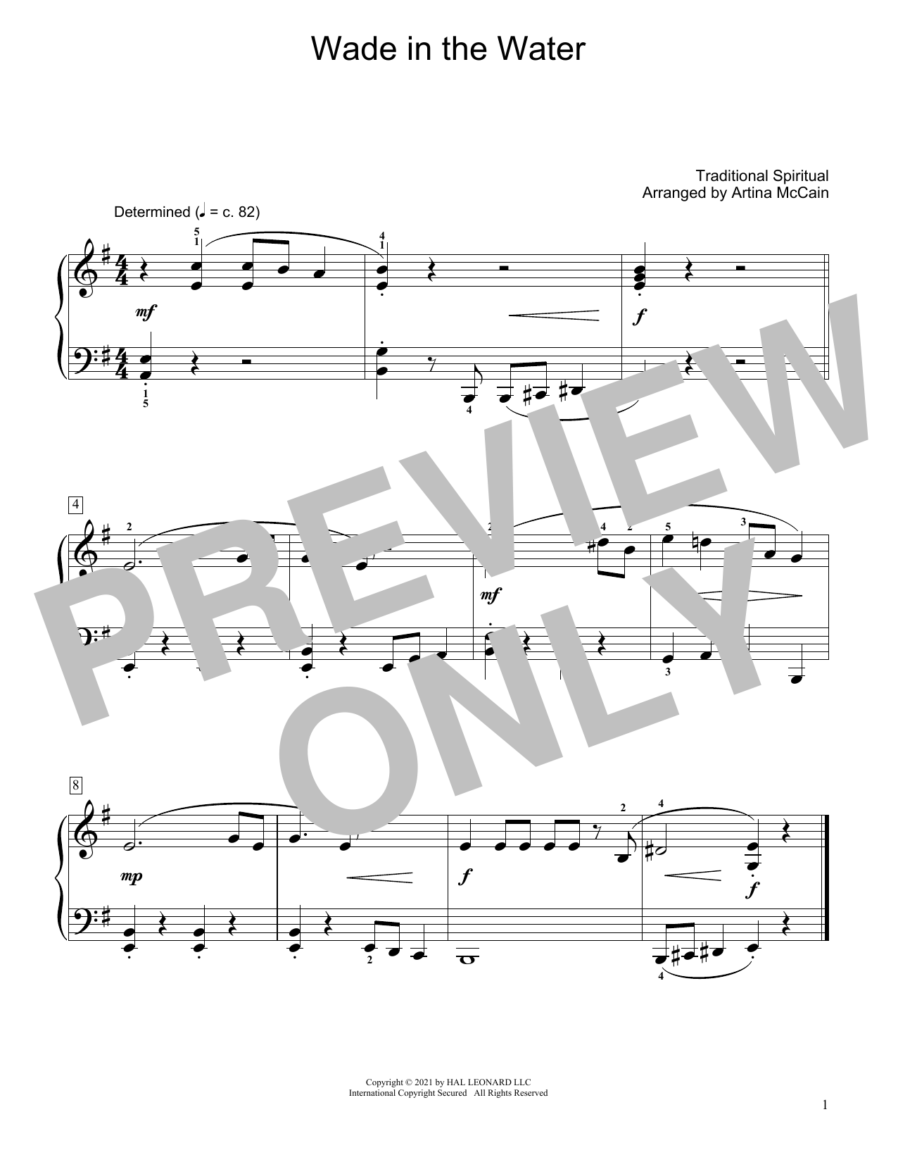 Download Traditional Spiritual Wade In The Water (arr. Artina McCain) Sheet Music and learn how to play Educational Piano PDF digital score in minutes