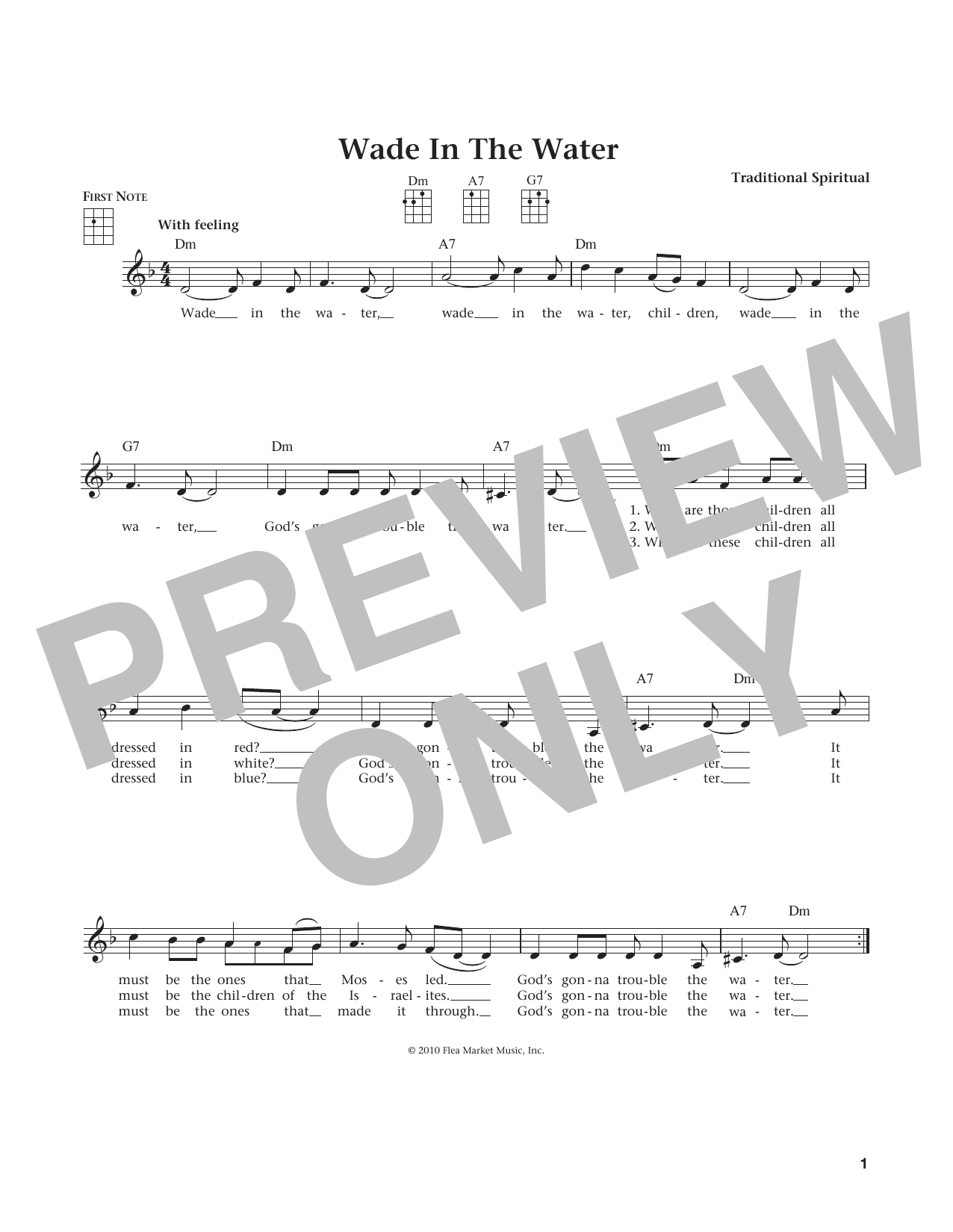 Download Traditional Spiritual Wade In The Water Sheet Music and learn how to play Ukulele PDF digital score in minutes