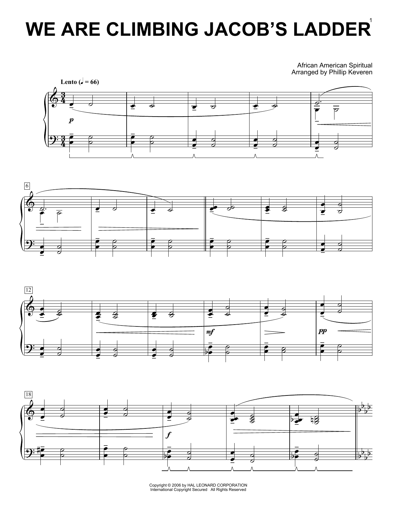 Download African-American Spiritual We Are Climbing Jacob's Ladder Sheet Music and learn how to play Piano PDF digital score in minutes