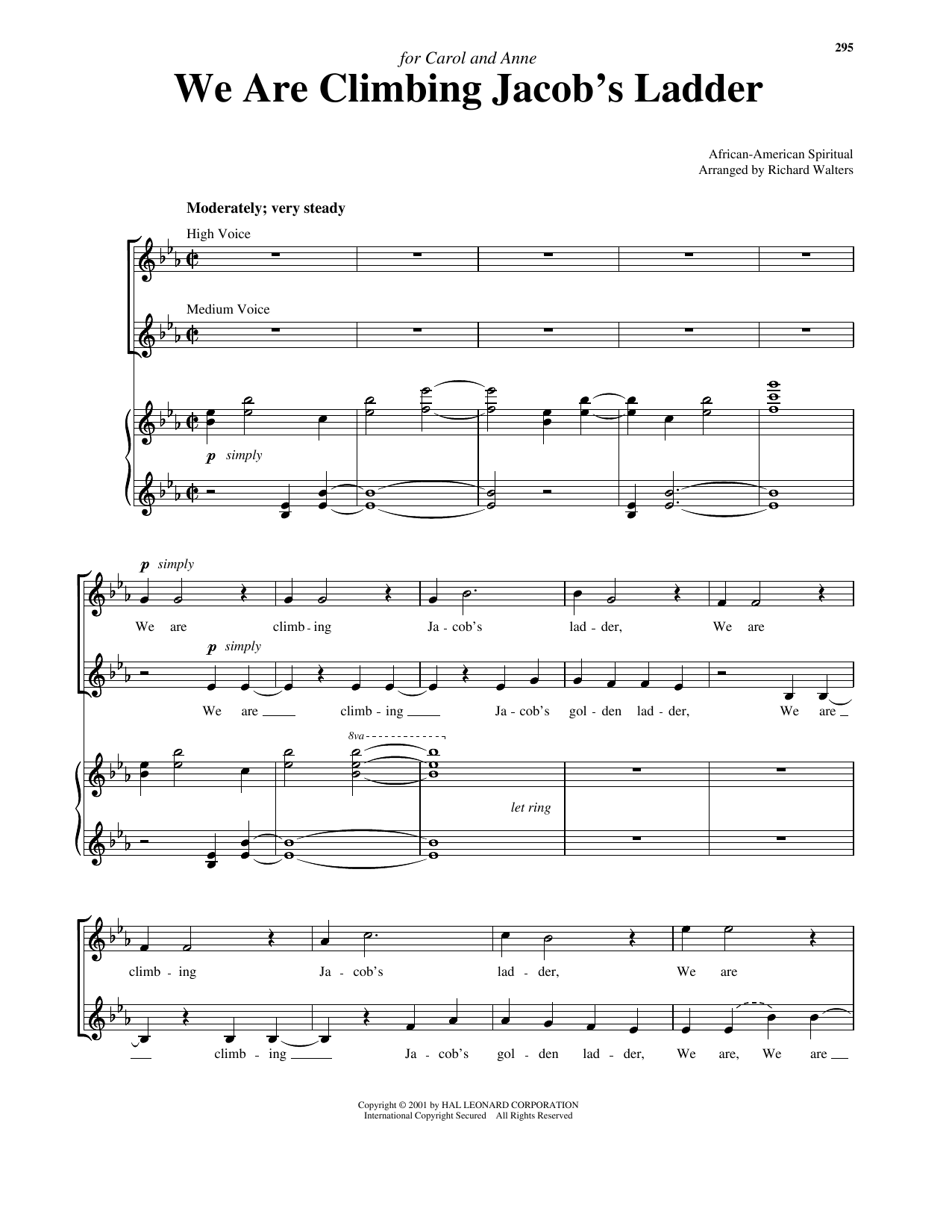 Download Traditional Spiritual We Are Climbing Jacob's Ladder (arr. Richard Walters) (High Voice) Sheet Music and learn how to play Piano & Vocal PDF digital score in minutes