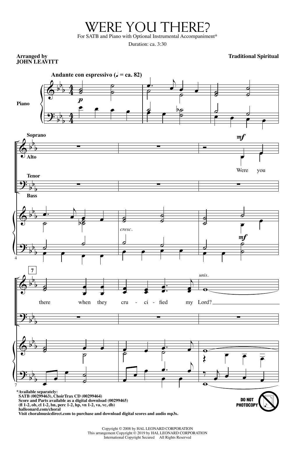 Download Traditional Spiritual Were You There? (arr. John Leavitt) Sheet Music and learn how to play SAB Choir PDF digital score in minutes