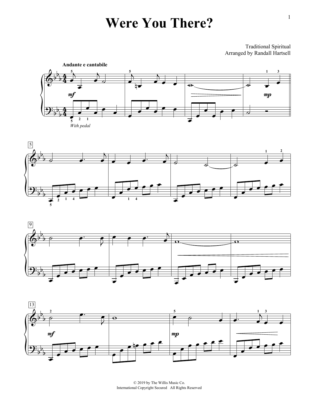Download Traditional Spiritual Were You There? (arr. Randall Hartsell) Sheet Music and learn how to play Educational Piano PDF digital score in minutes