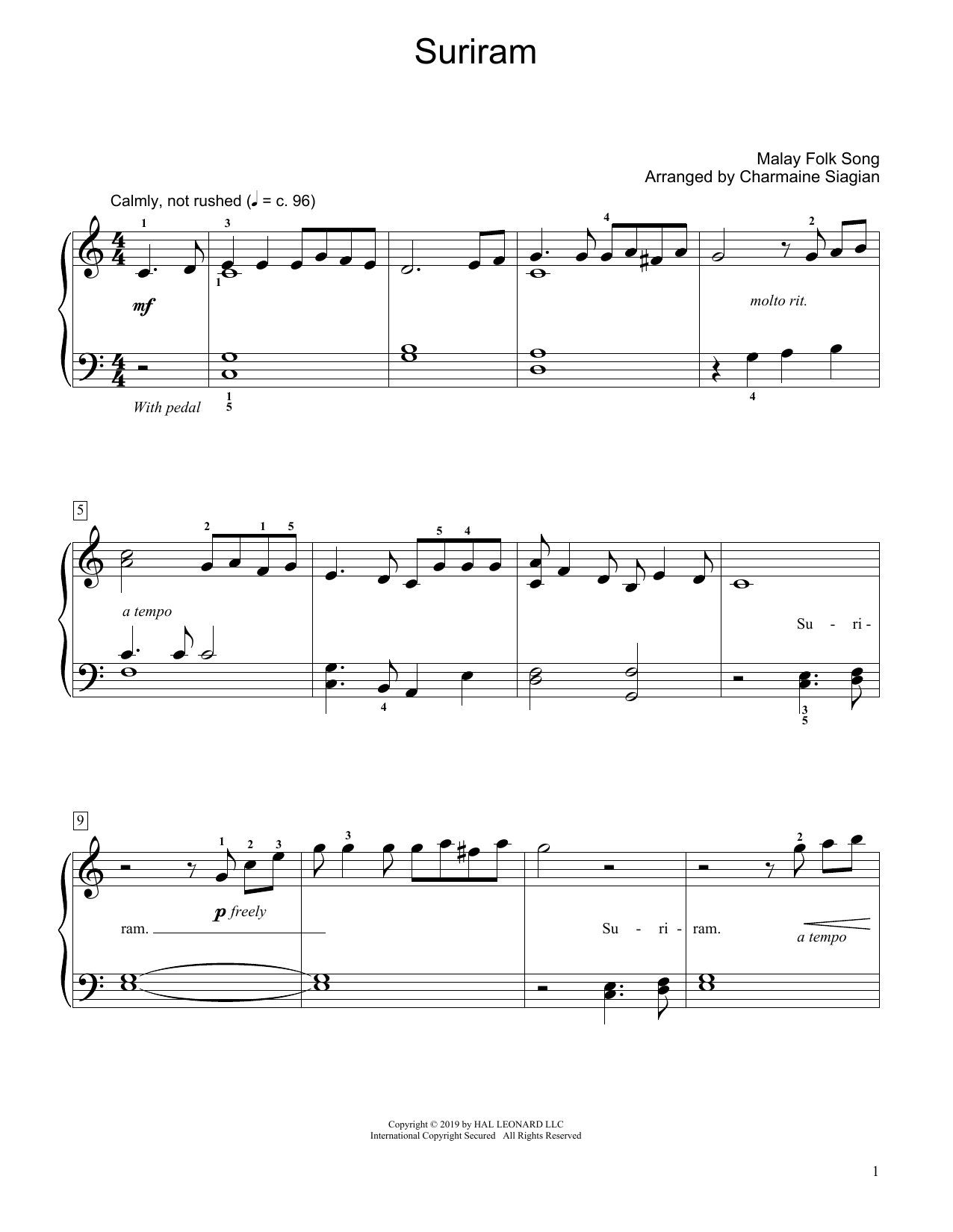 Download Traditional Suriram (arr. Charmaine Siagian) Sheet Music and learn how to play Educational Piano PDF digital score in minutes