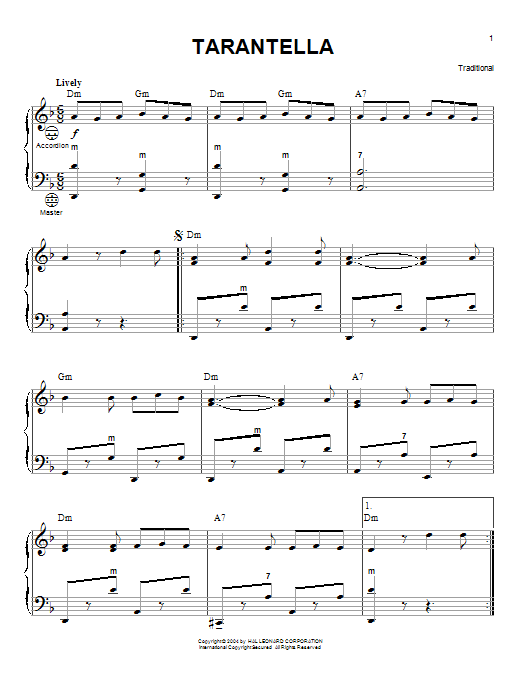 Download Traditional Tarantella Sheet Music and learn how to play Accordion PDF digital score in minutes