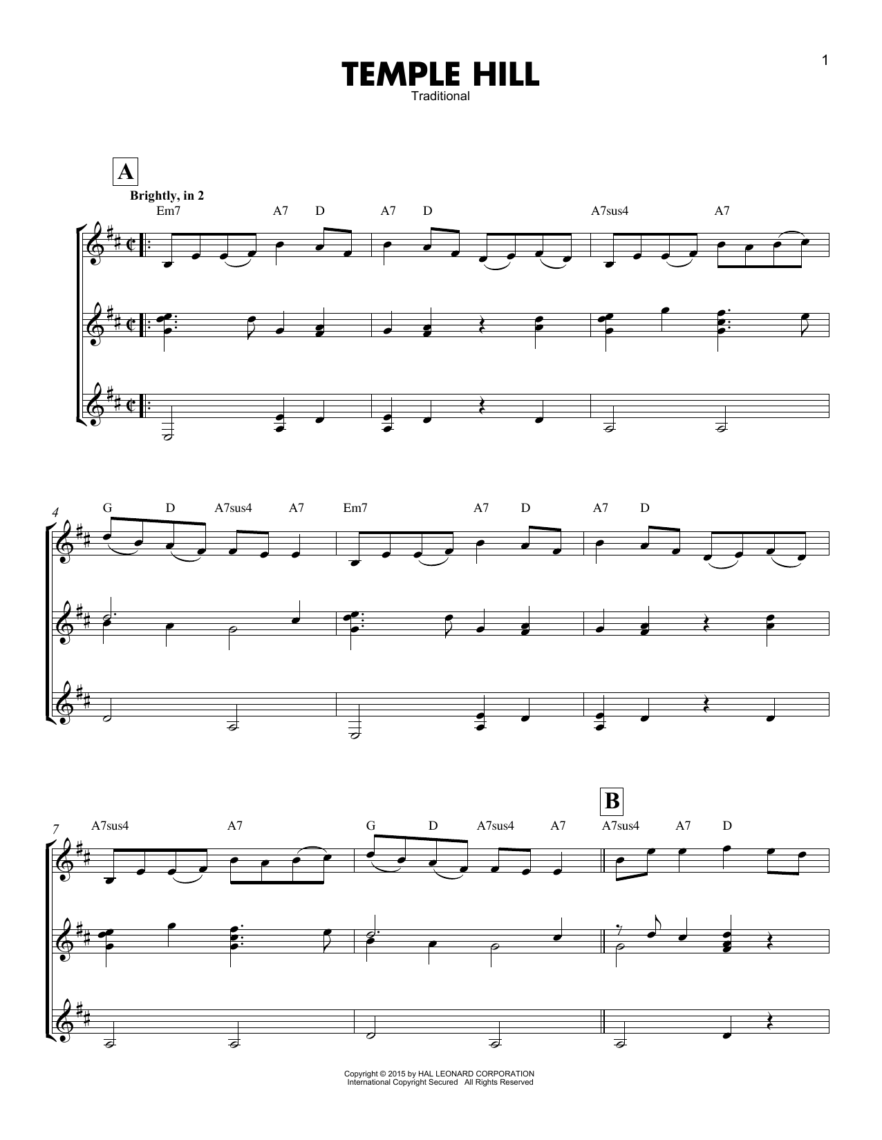 Download Traditional Temple Hill Sheet Music and learn how to play GTRENS PDF digital score in minutes