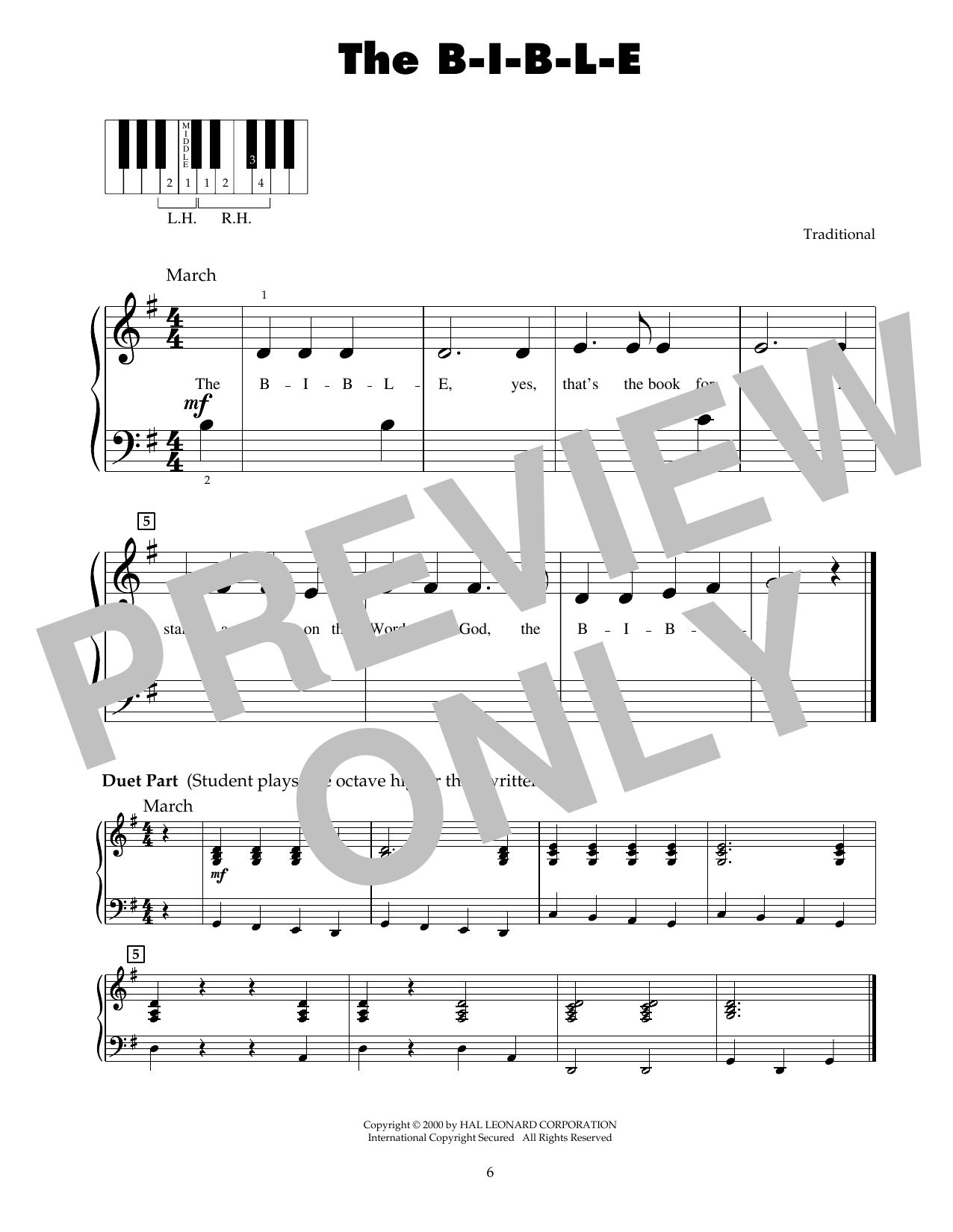 Download Traditional The B-I-B-L-E Sheet Music and learn how to play 5-Finger Piano PDF digital score in minutes