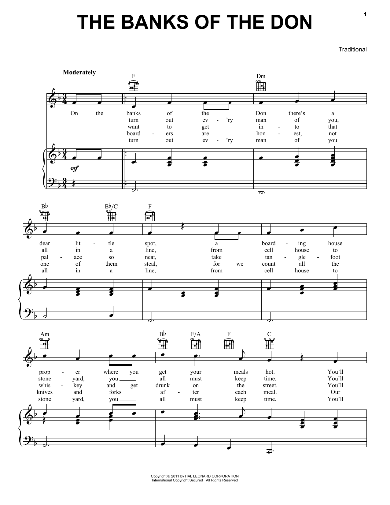 Download Traditional The Banks Of The Don Sheet Music and learn how to play Piano, Vocal & Guitar (Right-Hand Melody) PDF digital score in minutes