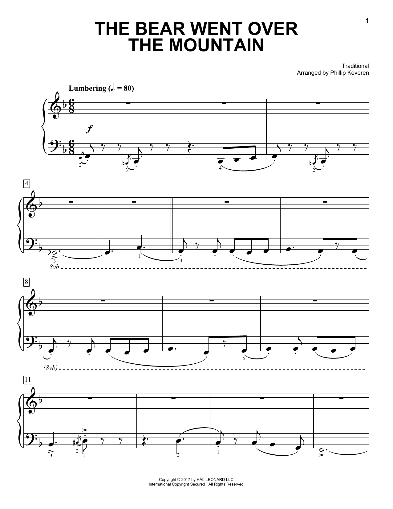 Download Phillip Keveren The Bear Went Over The Mountain Sheet Music and learn how to play Easy Piano PDF digital score in minutes