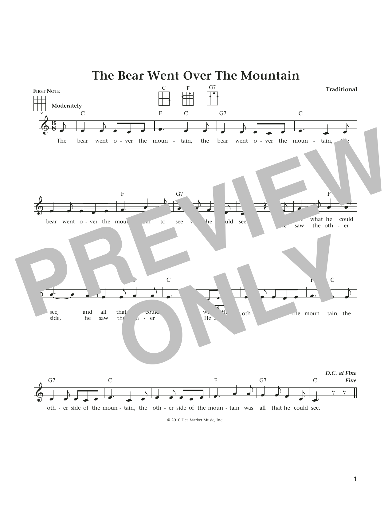 Download Traditional The Bear Went Over The Mountain Sheet Music and learn how to play Ukulele PDF digital score in minutes