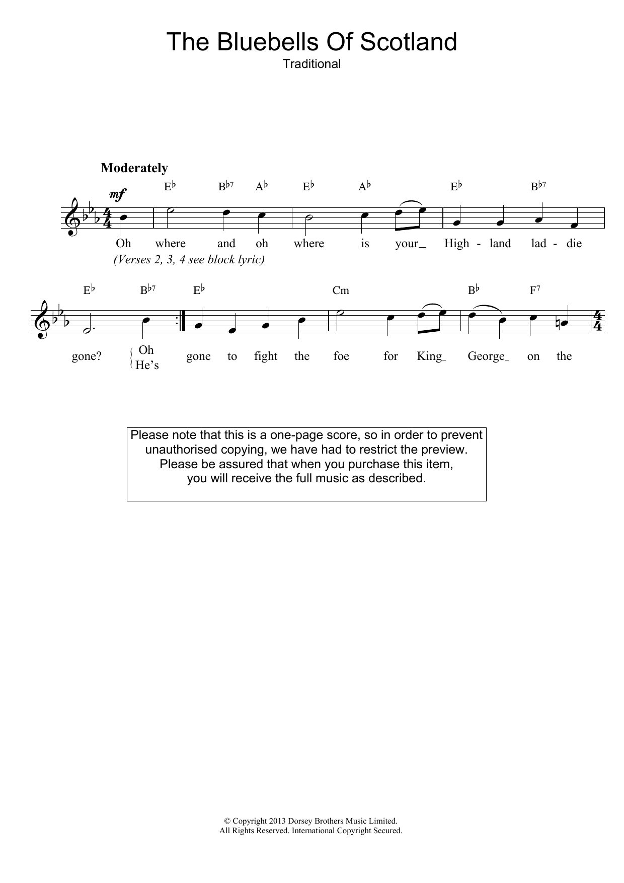 Download Mrs. Jordon The Blue Bells Of Scotland Sheet Music and learn how to play Lyrics & Chords PDF digital score in minutes