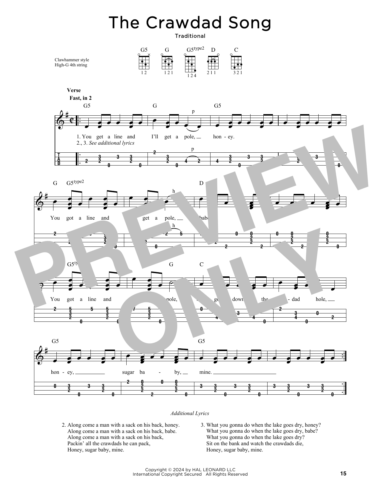 Download Traditional The Crawdad Song (arr. Jim Schustedt) Sheet Music and learn how to play Ukulele PDF digital score in minutes