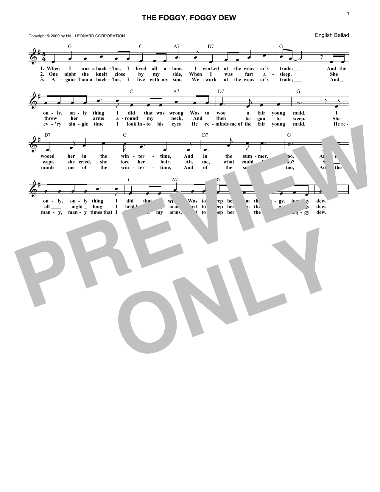 Download Traditional The Foggy, Foggy Dew Sheet Music and learn how to play Super Easy Piano PDF digital score in minutes