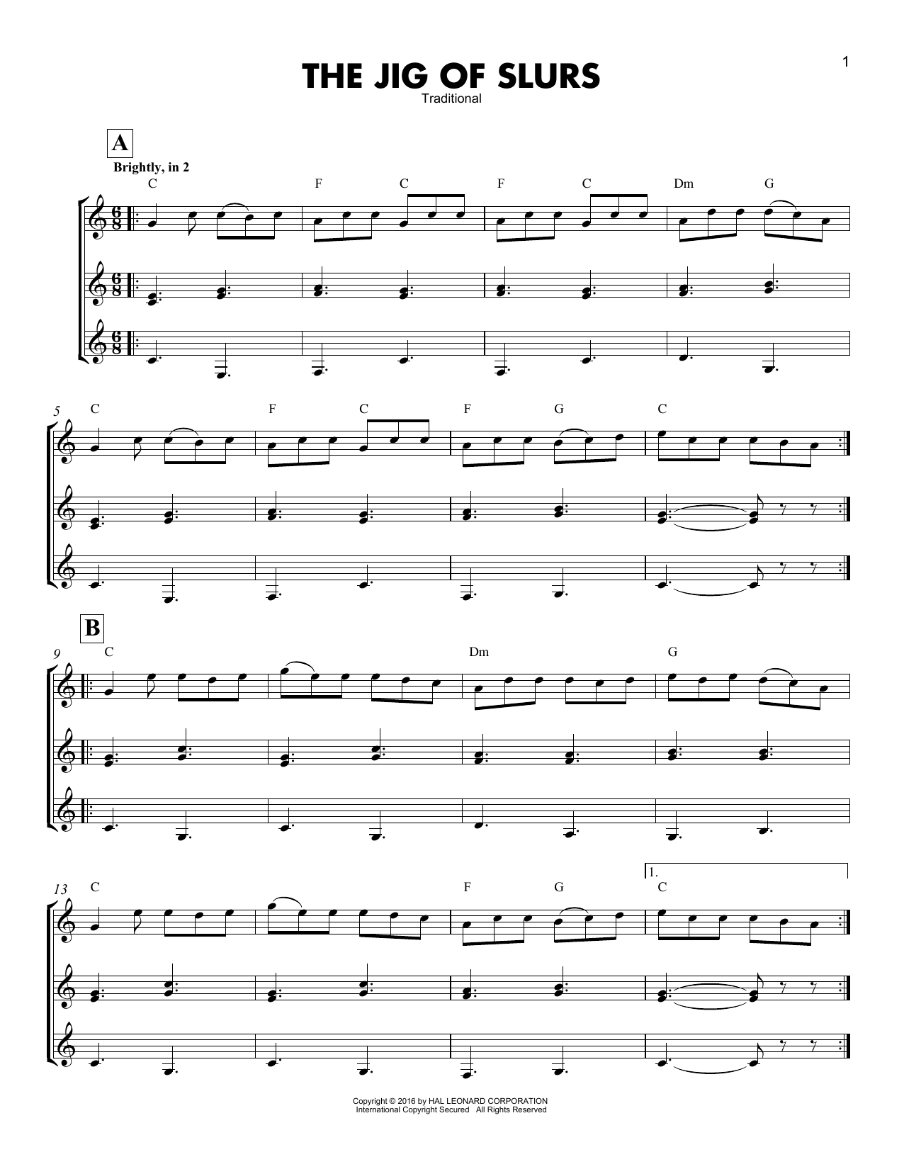 Download Traditional The Jig Of Slurs Sheet Music and learn how to play GTRENS PDF digital score in minutes