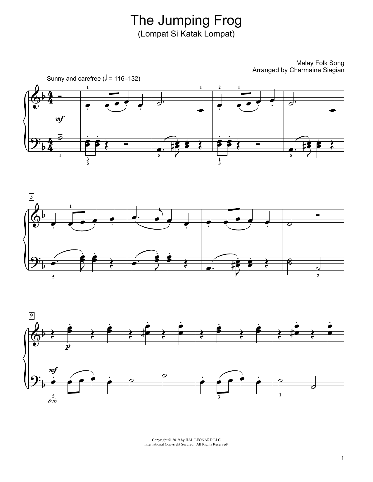Download Traditional The Jumping Frog (Lompat Si Katak Lompat) (arr. Charmaine Siagian) Sheet Music and learn how to play Educational Piano PDF digital score in minutes