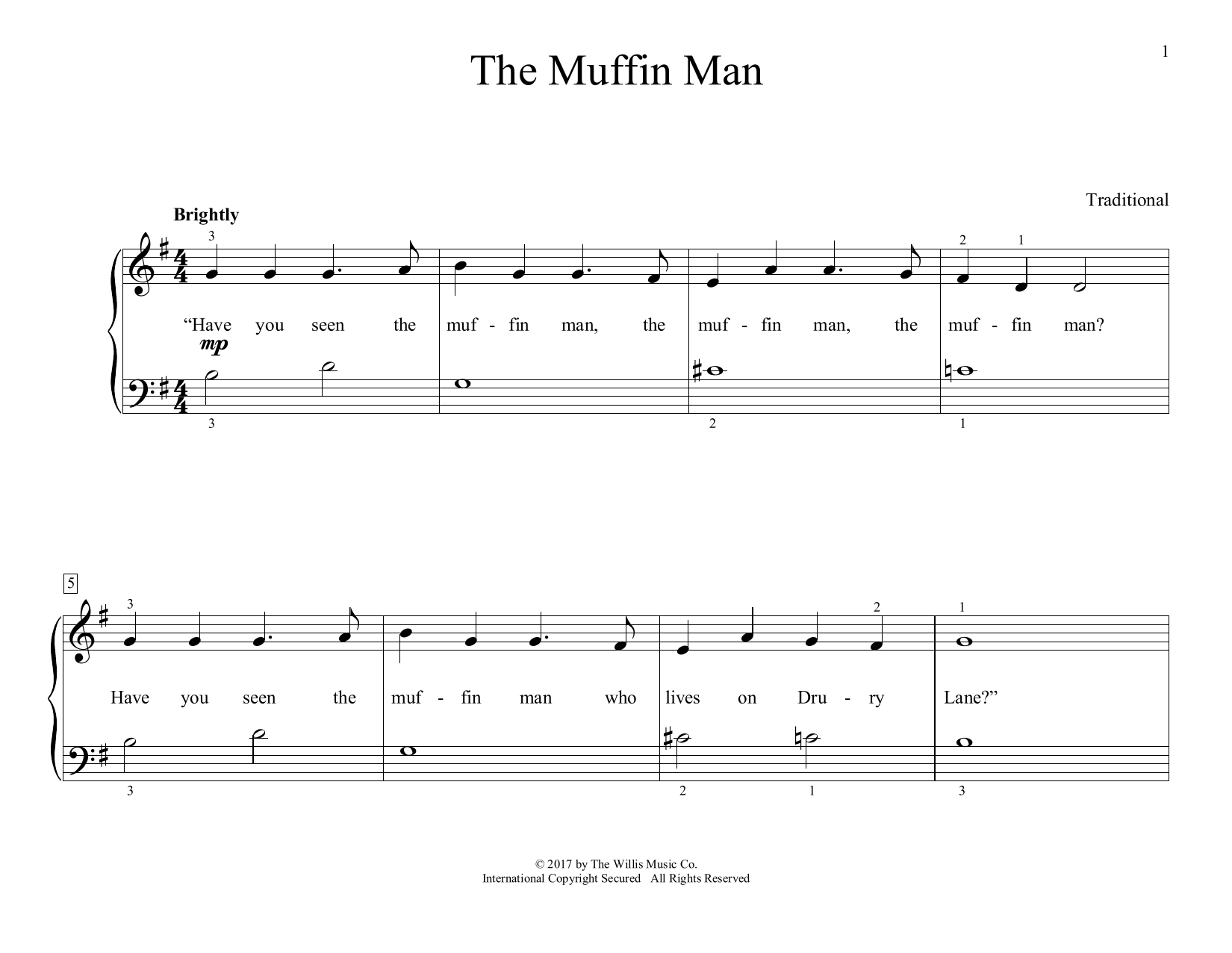 Download Traditional The Muffin Man (arr. Christopher Hussey) Sheet Music and learn how to play Educational Piano PDF digital score in minutes