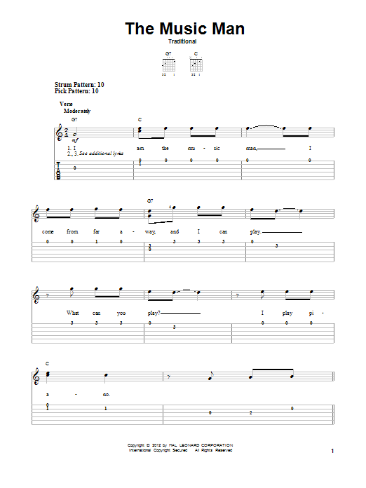 Download Traditional The Music Man Sheet Music and learn how to play Easy Guitar Tab PDF digital score in minutes