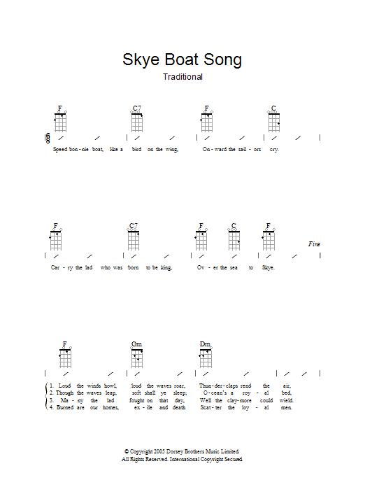 Download Traditional The Skye Boat Song Sheet Music and learn how to play Easy Guitar Tab PDF digital score in minutes
