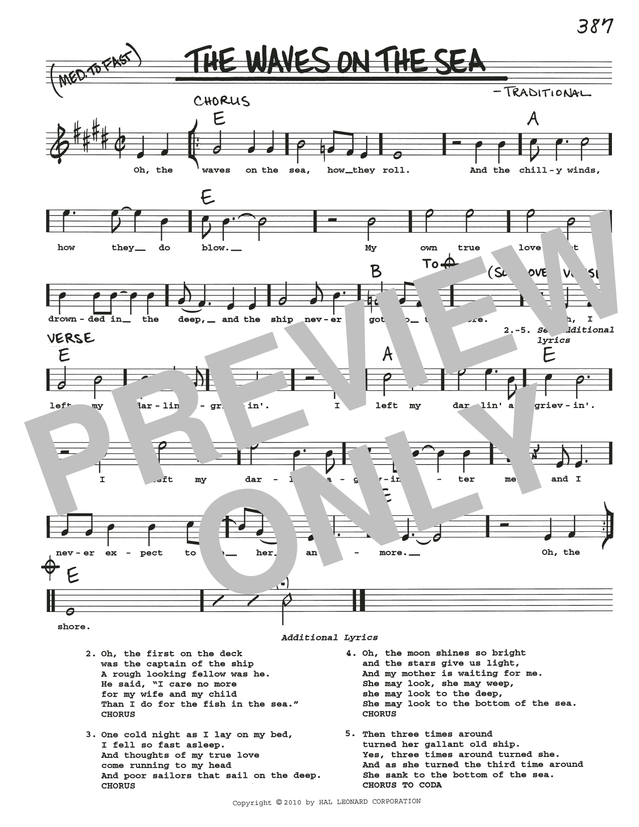 Download Traditional The Waves On The Sea Sheet Music and learn how to play Real Book – Melody, Lyrics & Chords PDF digital score in minutes