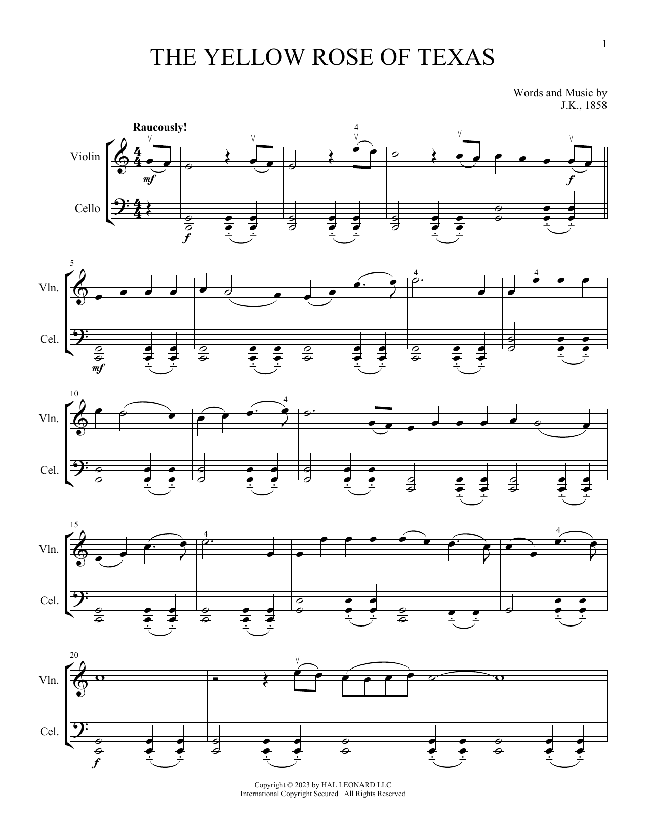 Download Traditional The Yellow Rose Of Texas (arr. Michelle Hynson) Sheet Music and learn how to play Instrumental Duet PDF digital score in minutes