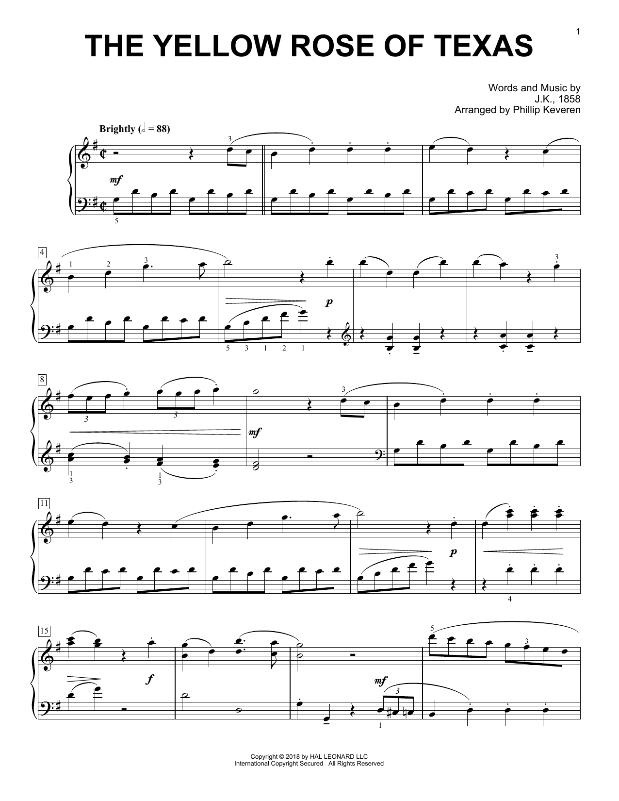 Download Phillip Keveren The Yellow Rose Of Texas Sheet Music and learn how to play Piano PDF digital score in minutes