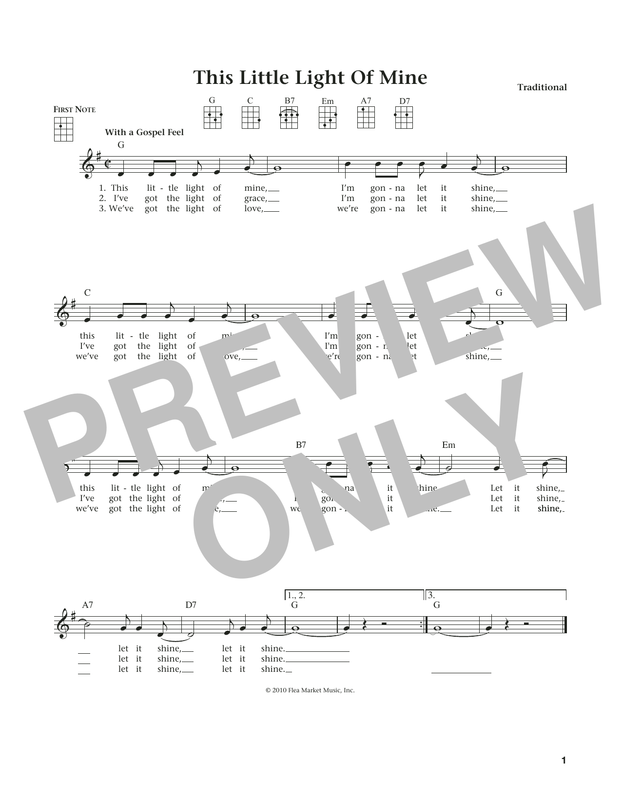 Download Traditional This Little Light Of Mine Sheet Music and learn how to play Ukulele PDF digital score in minutes