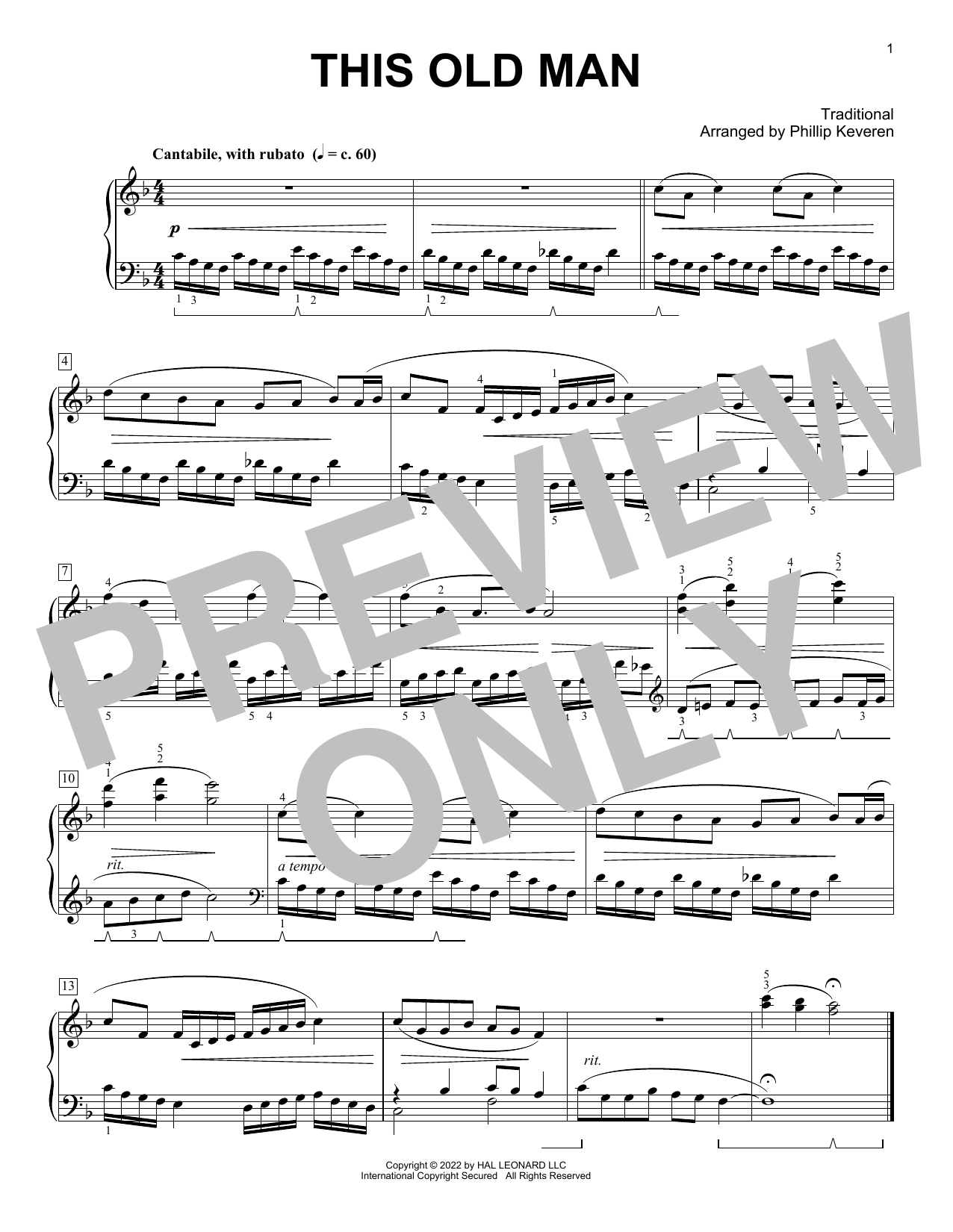 Download Traditional This Old Man (arr. Phillip Keveren) Sheet Music and learn how to play Piano Solo PDF digital score in minutes