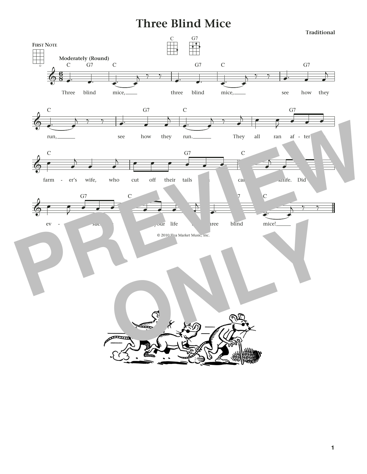 Download Traditional Three Blind Mice Sheet Music and learn how to play Ukulele PDF digital score in minutes