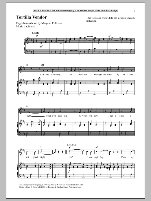 Download Traditional Tortilla Vendor Sheet Music and learn how to play Piano PDF digital score in minutes