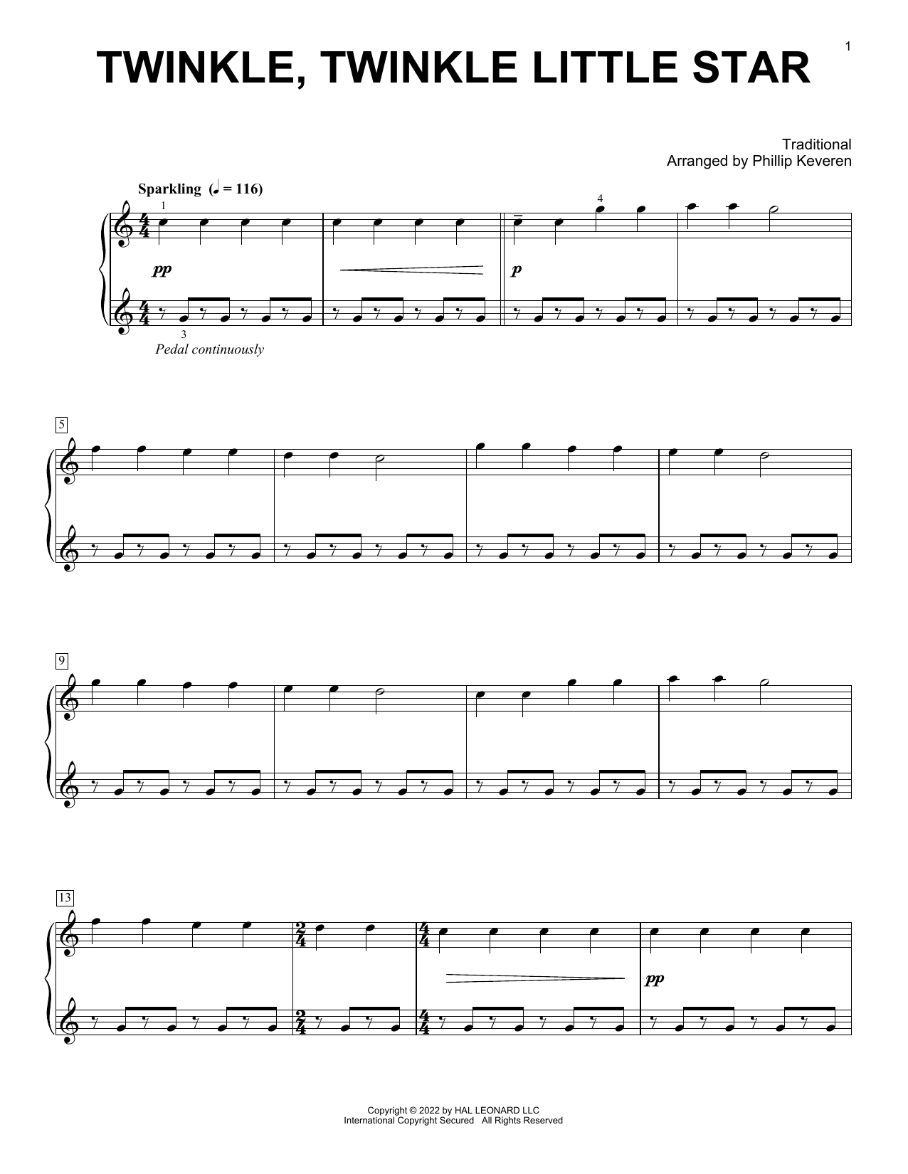 Download Traditional Twinkle, Twinkle Little Star (arr. Phillip Keveren) Sheet Music and learn how to play Piano Solo PDF digital score in minutes