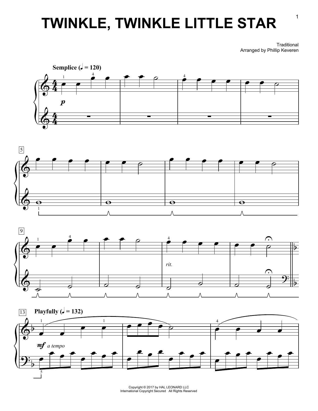 Download Phillip Keveren Twinkle, Twinkle Little Star Sheet Music and learn how to play Easy Piano PDF digital score in minutes