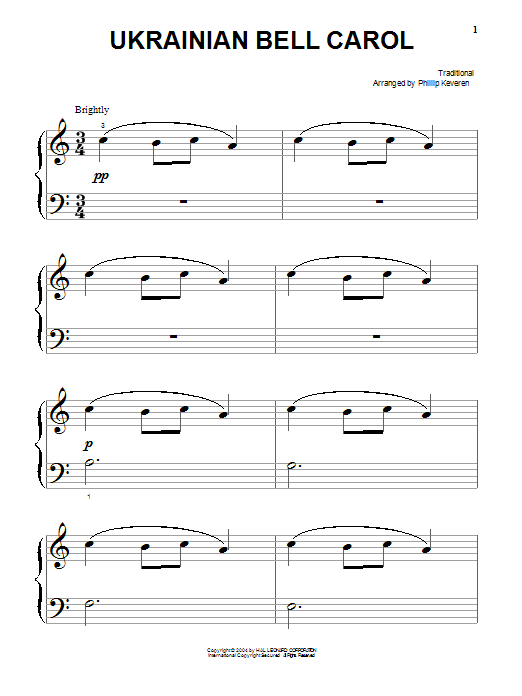 Download Traditional Ukrainian Bell Carol Sheet Music and learn how to play Piano (Big Notes) PDF digital score in minutes
