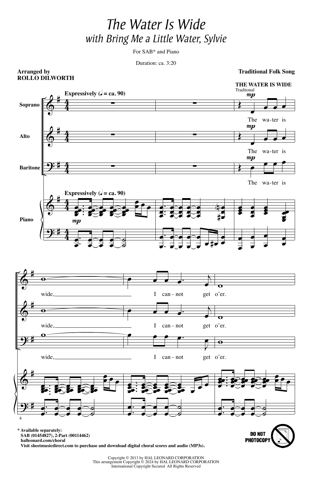 Download Traditional Water Is Wide (arr. Rollo Dilworth) Sheet Music and learn how to play SAB Choir PDF digital score in minutes