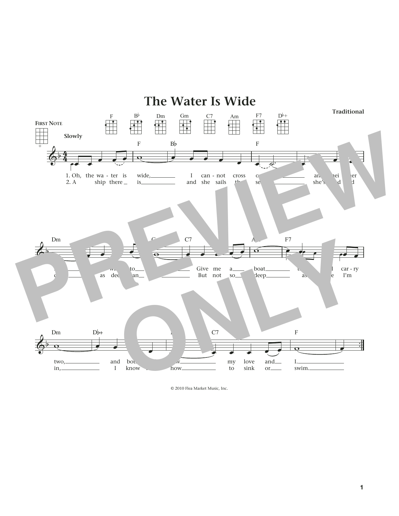 Download Traditional Water Is Wide Sheet Music and learn how to play Ukulele PDF digital score in minutes