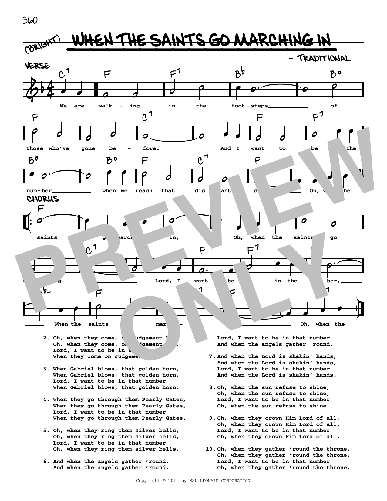 Download Traditional When The Saints Go Marching In (arr. Robert Rawlins) Sheet Music and learn how to play Real Book – Melody, Lyrics & Chords PDF digital score in minutes