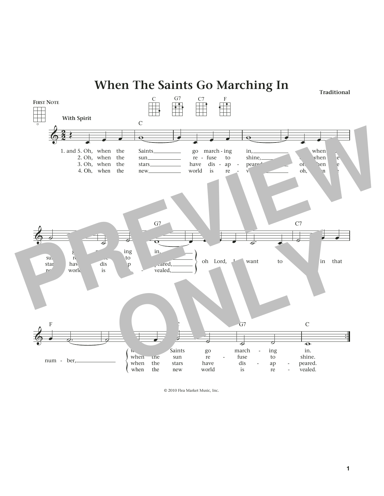 Download Traditional When The Saints Go Marching In Sheet Music and learn how to play Ukulele PDF digital score in minutes