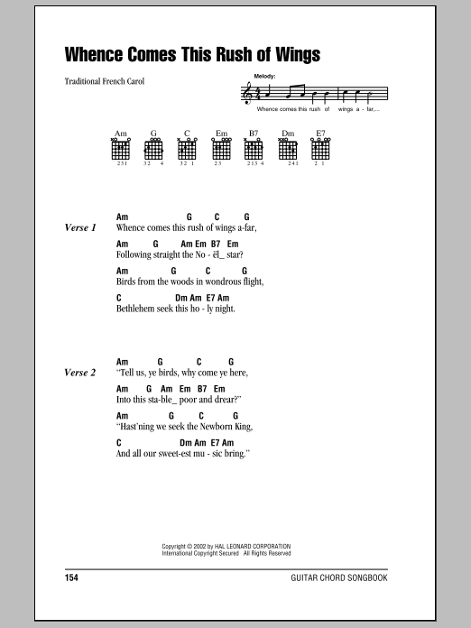 Download Traditional Whence Comes This Rush Of Wings Sheet Music and learn how to play Lyrics & Chords PDF digital score in minutes