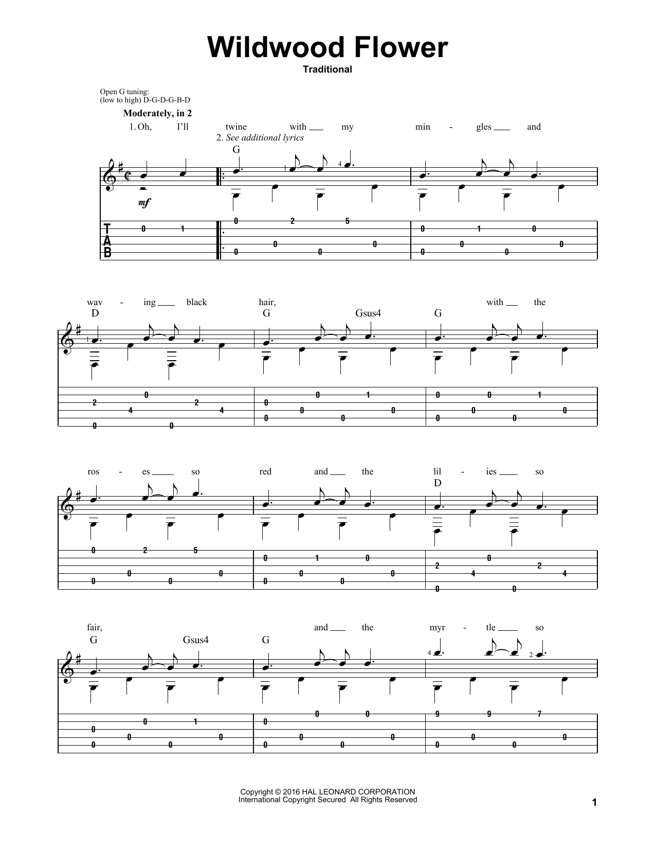 Download Mark Phillips Wildwood Flower Sheet Music and learn how to play Guitar Tab PDF digital score in minutes