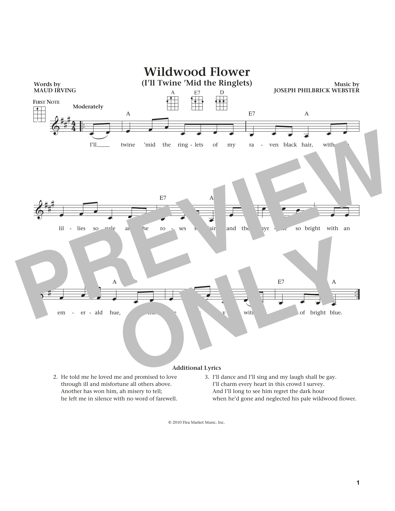 Download Traditional Wildwood Flower Sheet Music and learn how to play Ukulele PDF digital score in minutes