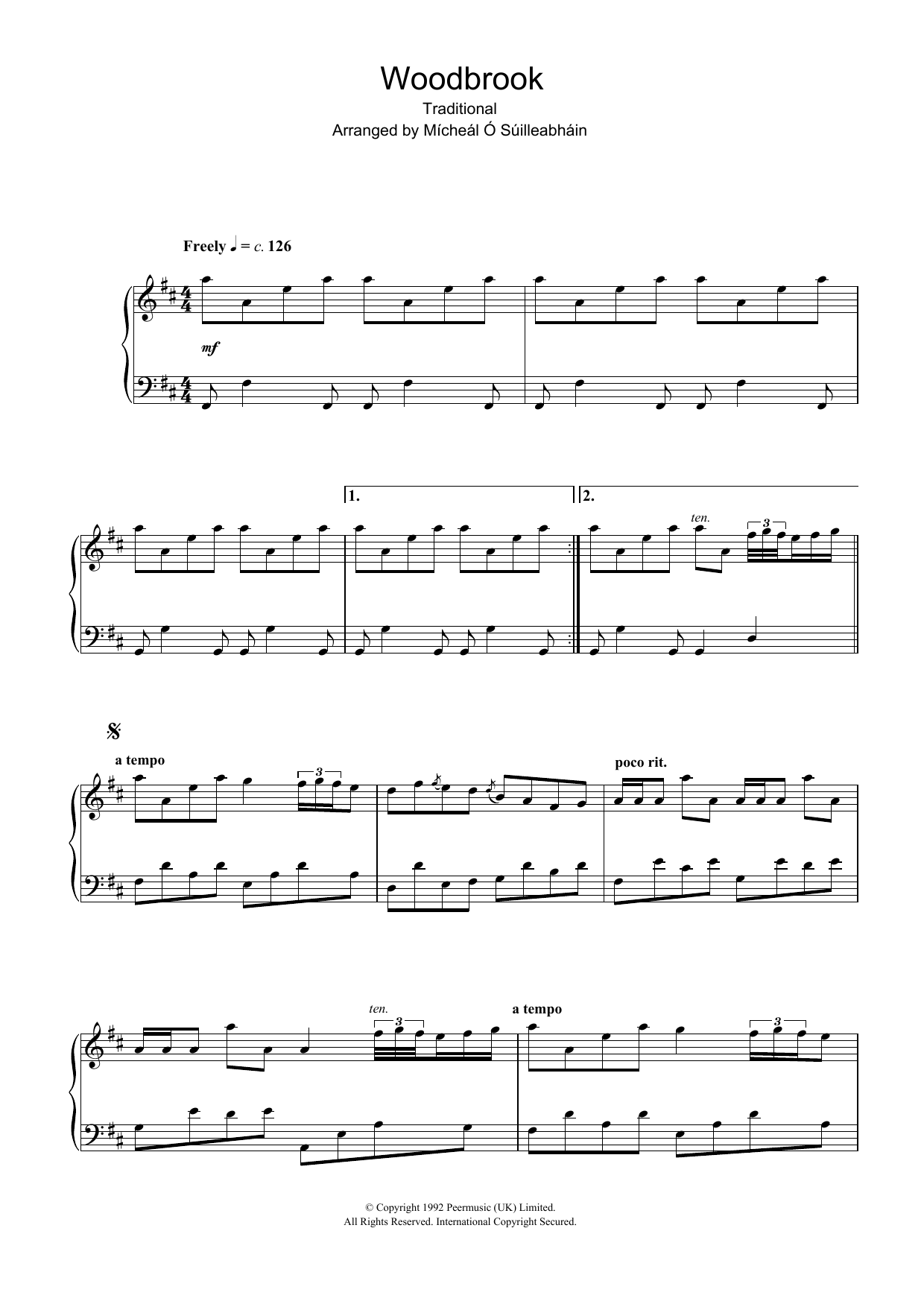 Download Traditional Woodbrook Sheet Music and learn how to play Piano PDF digital score in minutes