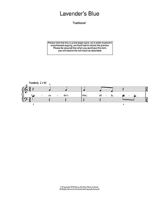 Download Traditional Nursery Rhyme Lavender Blue Sheet Music and learn how to play 5-Finger Piano PDF digital score in minutes