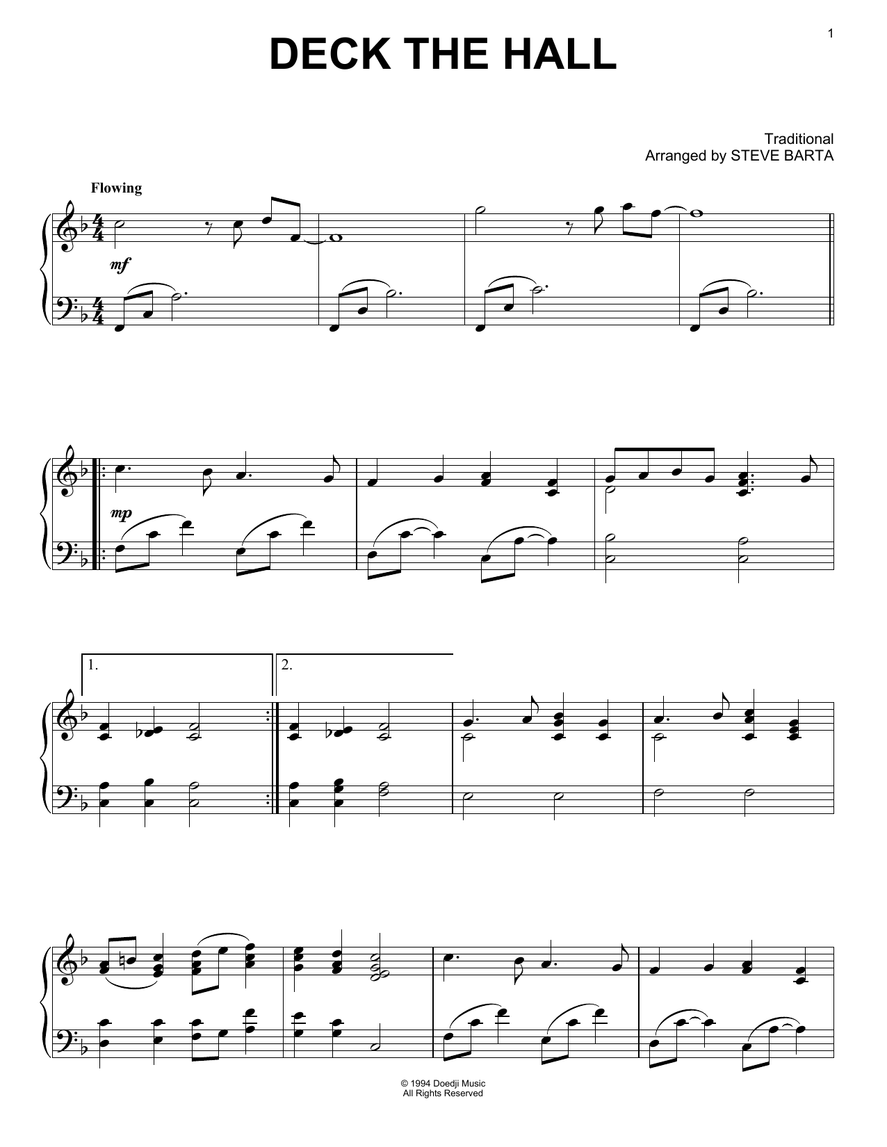 Traditional Welsh Carol Deck The Hall Sheet Music Notes Download 