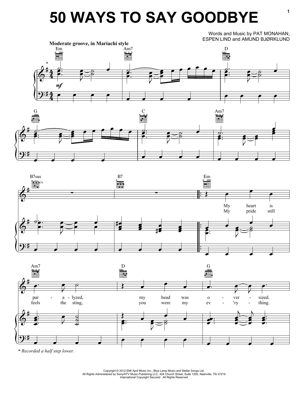 Download Train 50 Ways To Say Goodbye Sheet Music and learn how to play Easy Guitar Tab PDF digital score in minutes