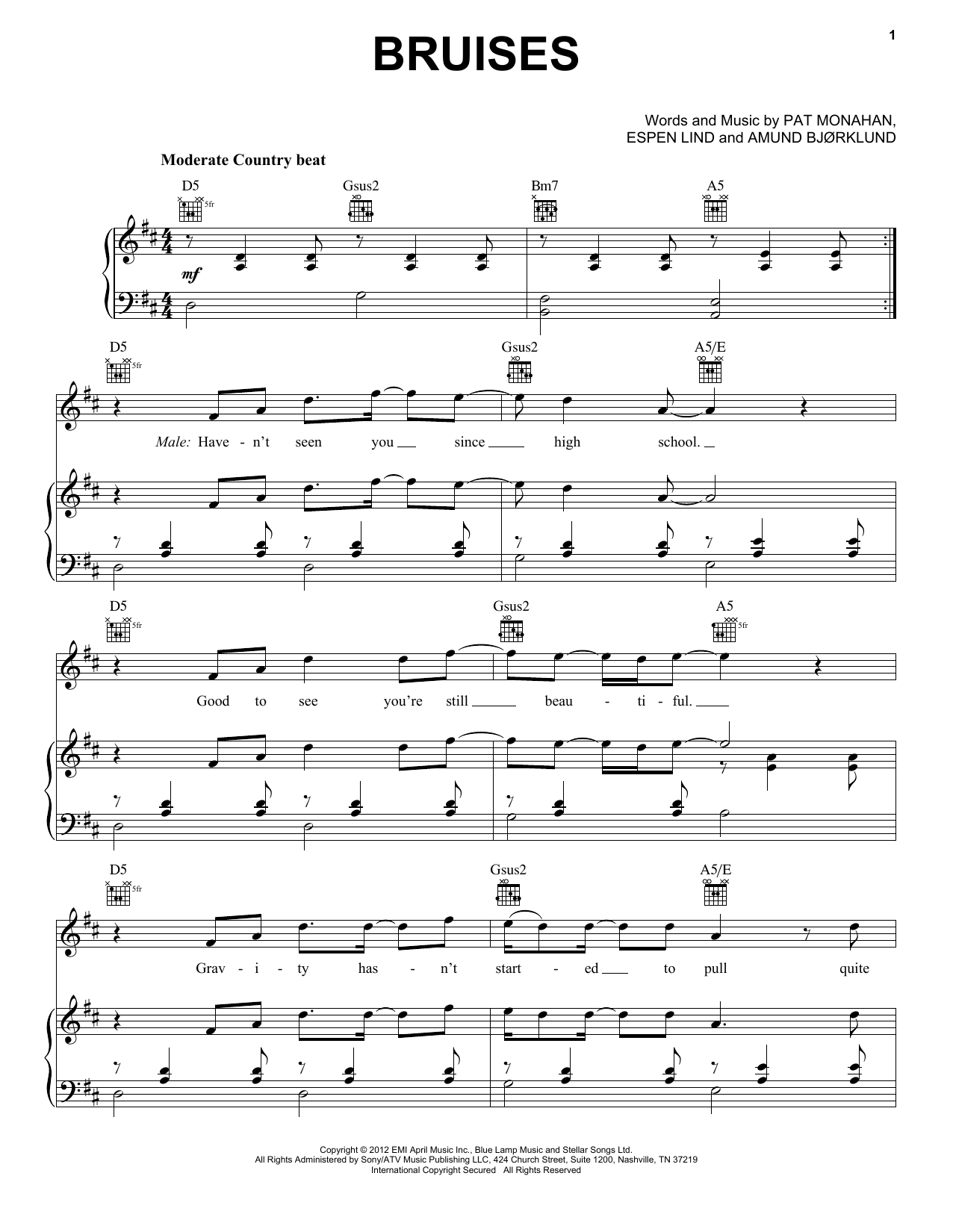 Download Train Bruises Sheet Music and learn how to play Easy Guitar Tab PDF digital score in minutes