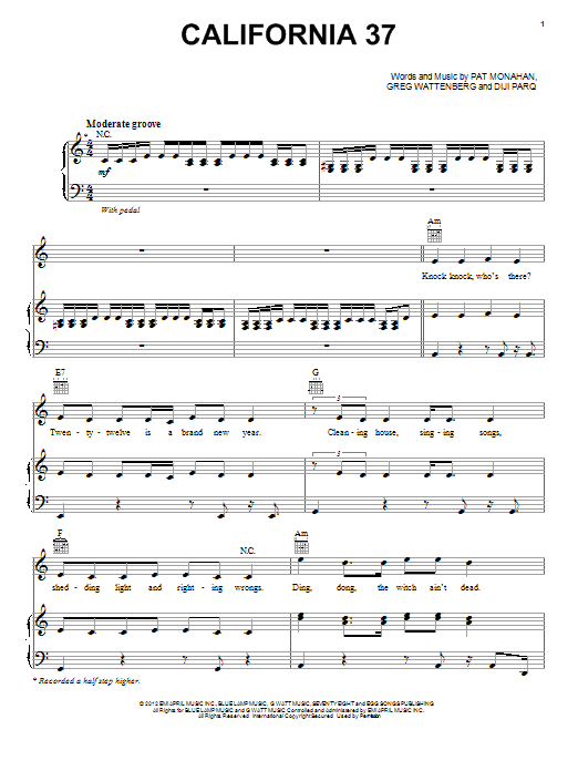 Download Train California 37 Sheet Music and learn how to play Piano, Vocal & Guitar (Right-Hand Melody) PDF digital score in minutes