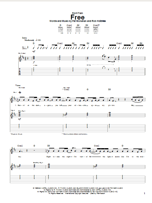 Download Train Free Sheet Music and learn how to play Guitar Tab PDF digital score in minutes
