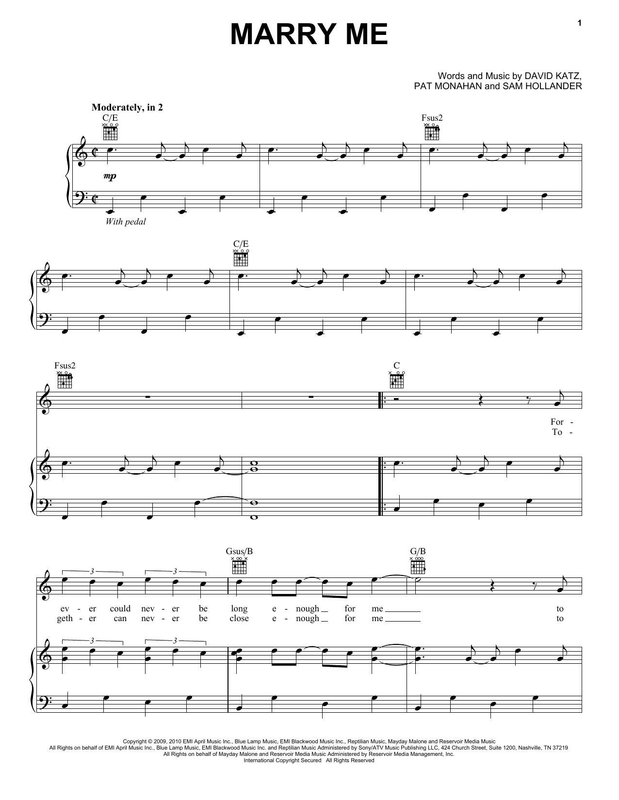 Download Train Marry Me Sheet Music and learn how to play Melody Line, Lyrics & Chords PDF digital score in minutes